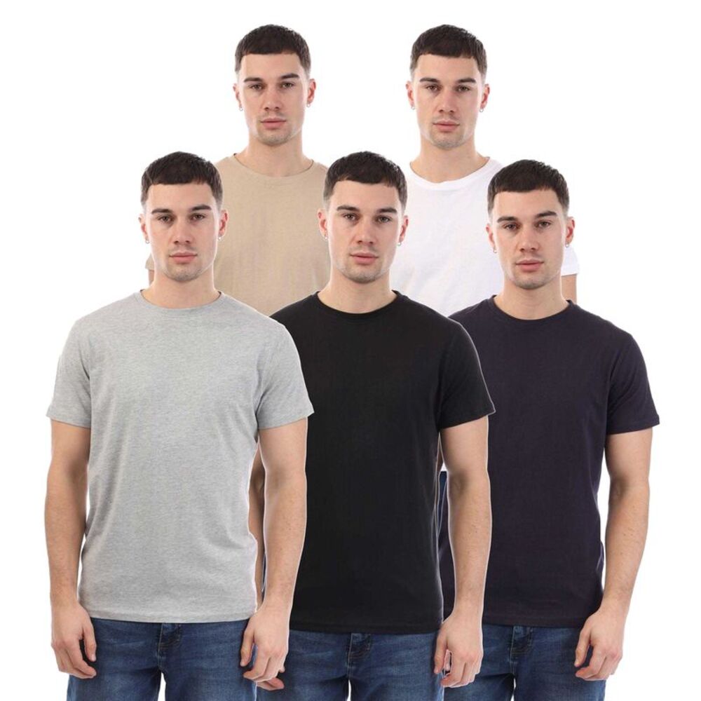 Duck and Cover Mens Frankinz T-Shirt (Pack of 5) / Black/Gray/White/Beige